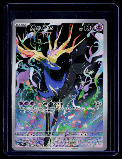 Xerneas Holo Illustration Rare ME04: Chaos Rising 091/086 NM