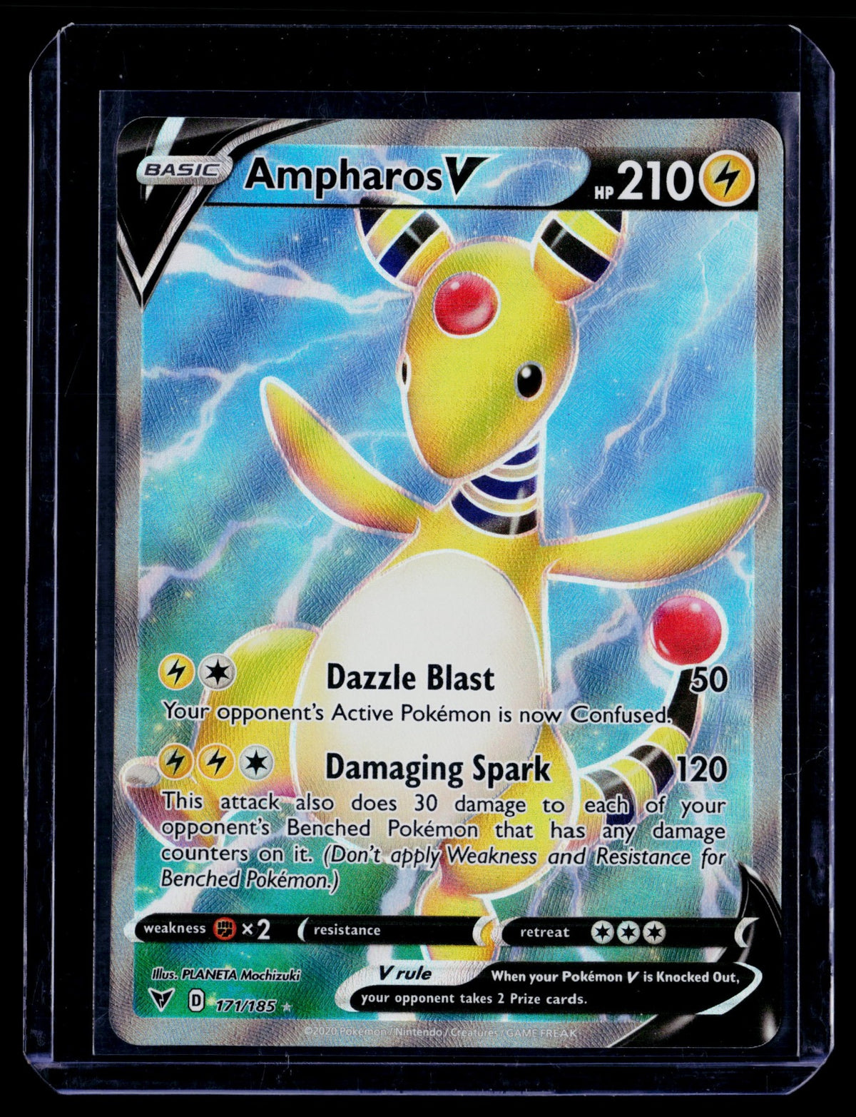 Ampharos V (Full Art) Holo Ultra Rare SWSH04: Vivid Voltage 171/185 NM