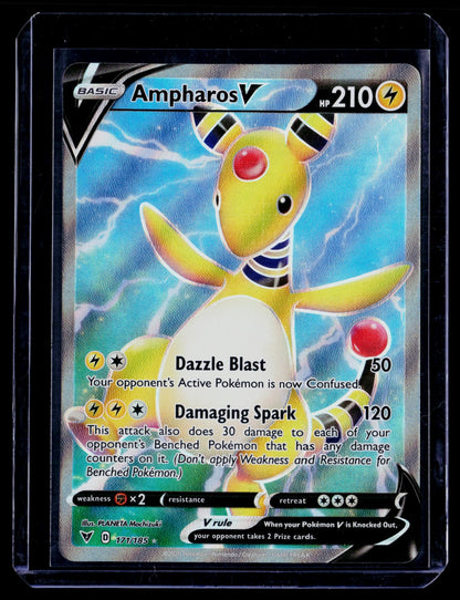 Ampharos V (Full Art) Holo Ultra Rare SWSH04: Vivid Voltage 171/185 NM