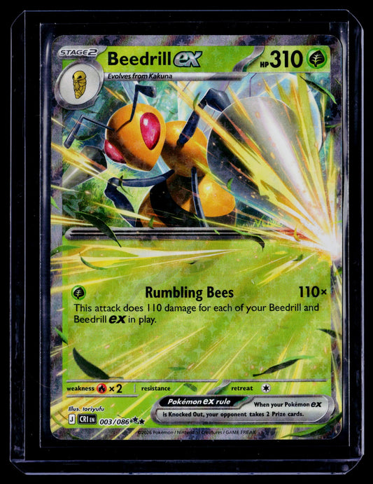 Beedrill ex Holo Double Rare ME04: Chaos Rising 003/086 NM