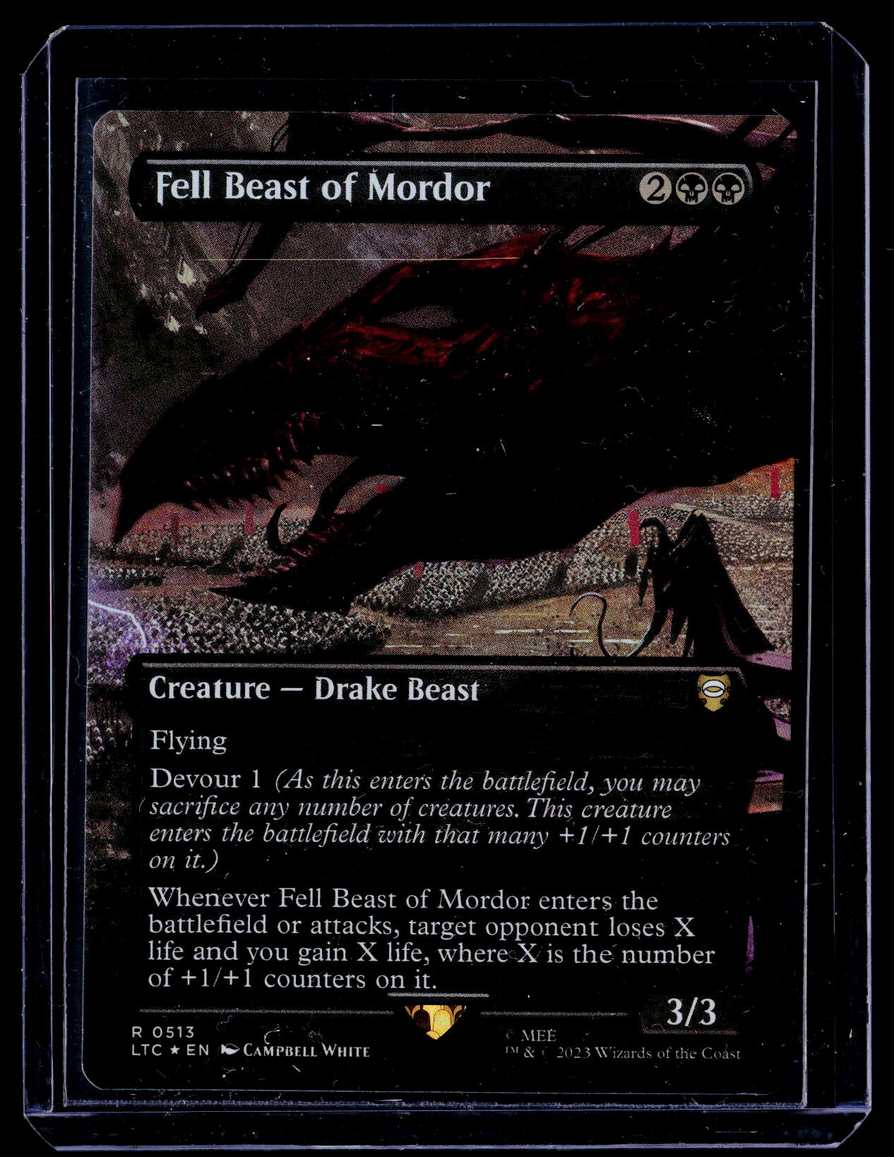 #557 Fell Beast of Mordor (Borderless) (Surge Foil)