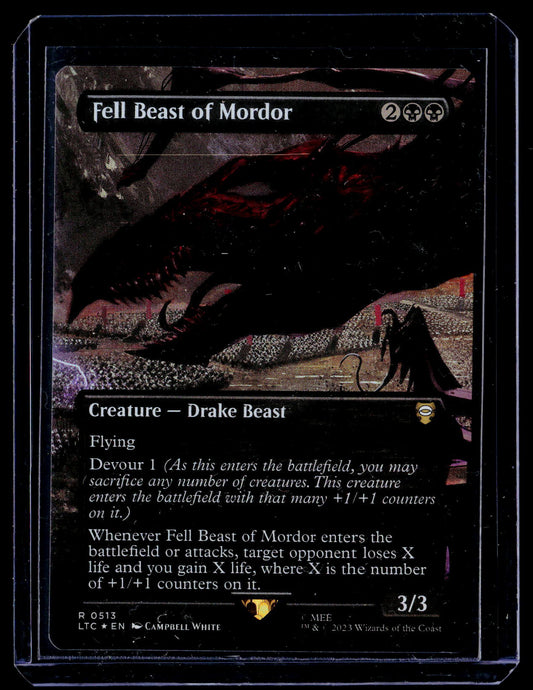 #557 Fell Beast of Mordor (Borderless) (Surge Foil)