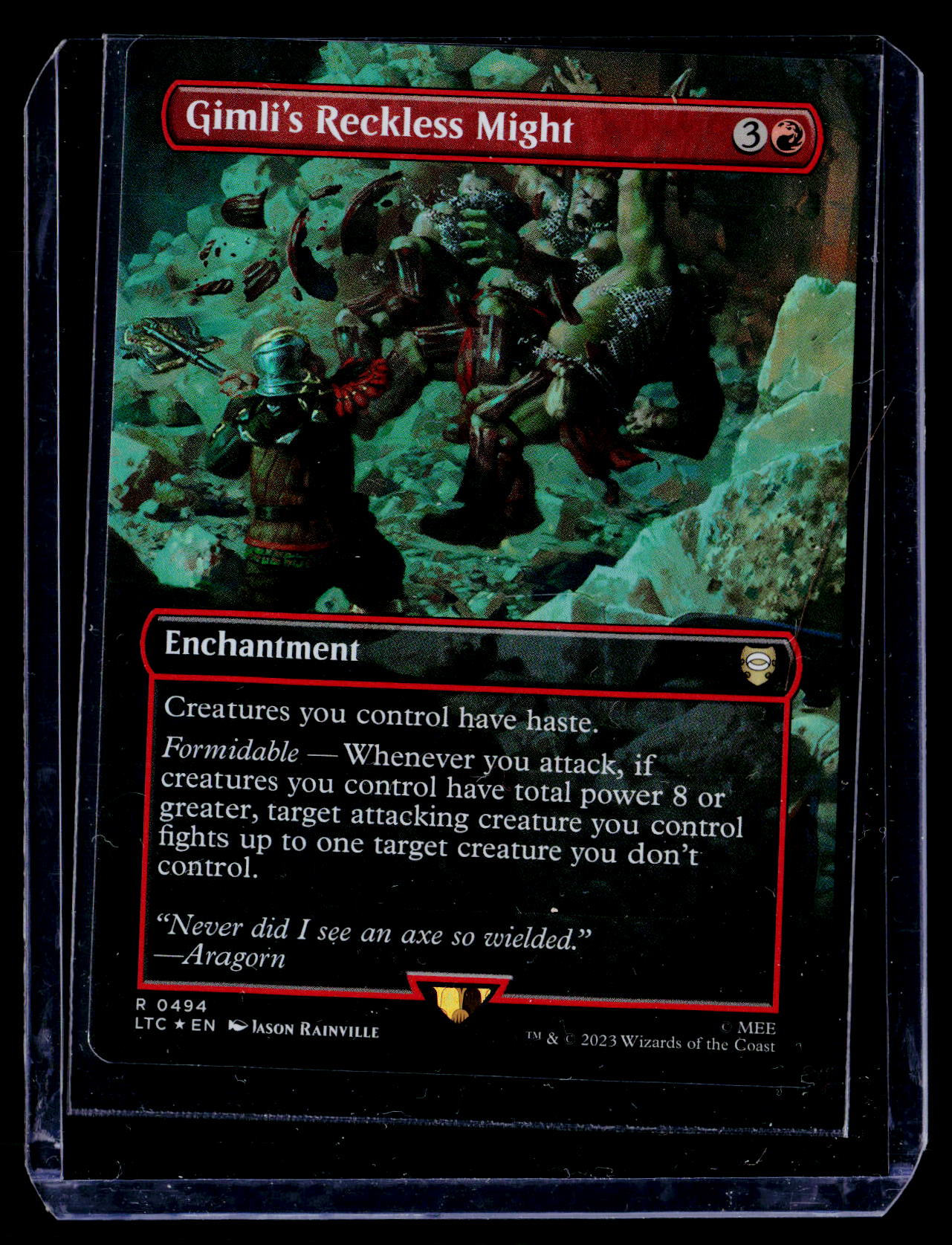 Commander: The #538 Gimli's Reckless Might (Borderless) (Surge Foil)