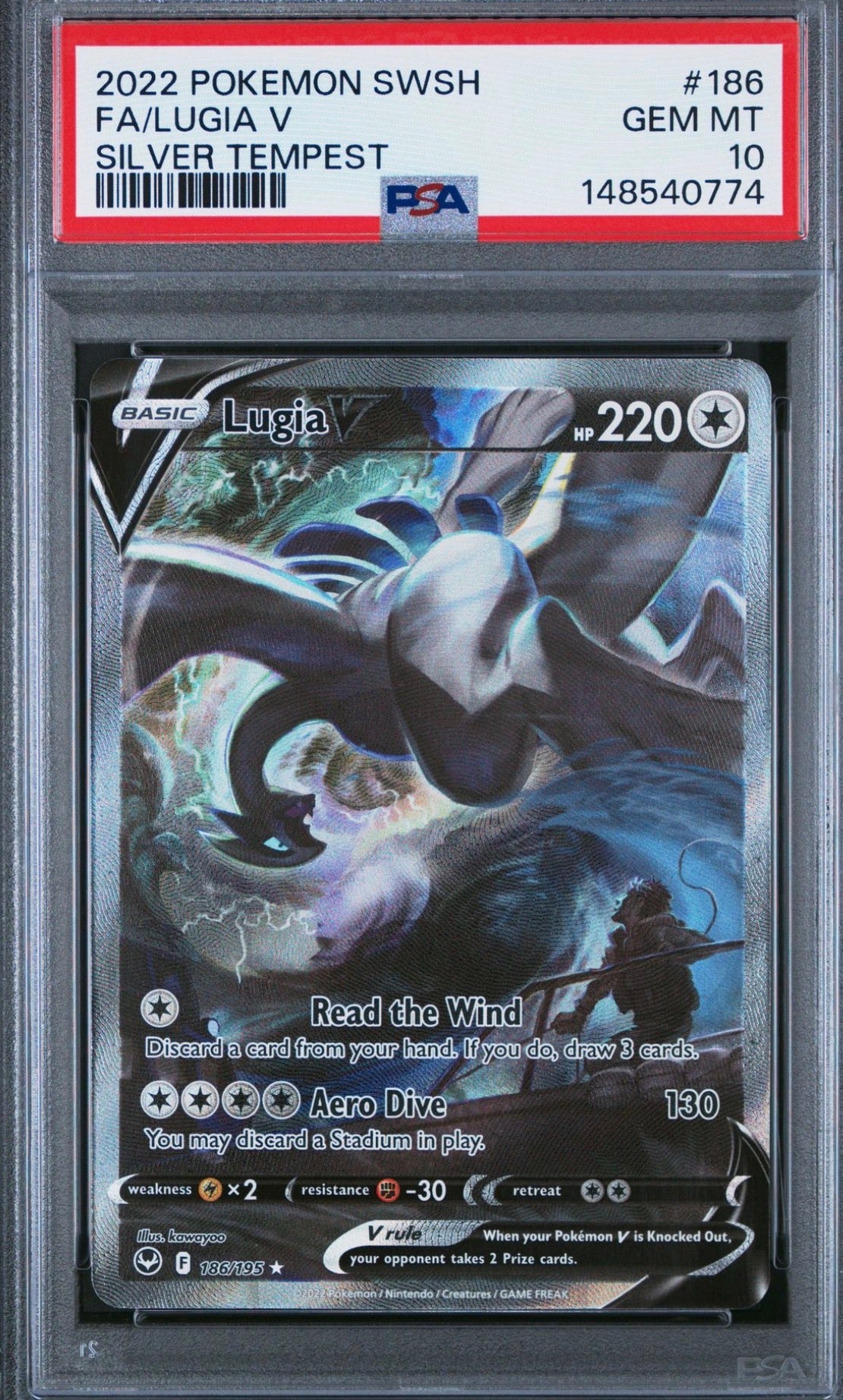 2022 POKEMON SWORD & SHIELD SILVER TEMPEST 186 FULL ART/LUGIA V