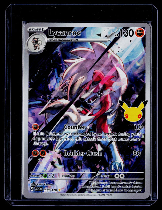 Lycanroc Illustration Rare ME: 30th Celebration 138/128 NM