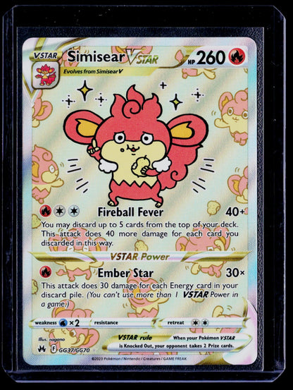 Simisear VSTAR Holo Ultra Rare SWSH: Crown Zenith: Galarian Gallery GG37/GG70 NM