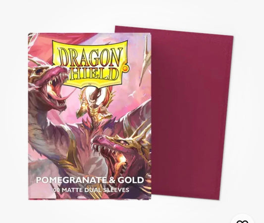 Dragon Shield Game Sleeves 100ct - Matte Dual Pomegranate & Gold Standard