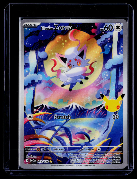 Hisuian Zorua Illustration Rare ME: 30th Celebration 145/128 NM