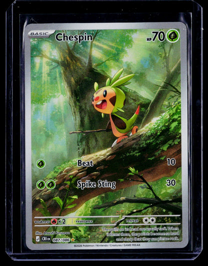 Chespin - Holo Illustration Rare ME04: Chaos Rising 087/086 NM