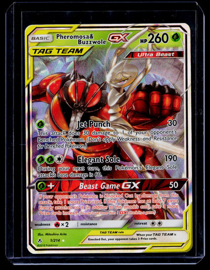 Pheromosa & Buzzwole GX Holo Ultra Rare SM - Unbroken Bonds 1/214 NM